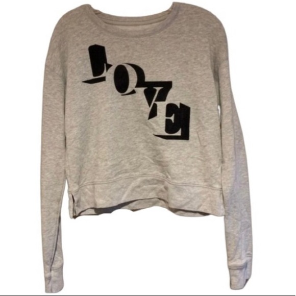 LOVE sweatshirt by Aeropostale - cropped, medium gray w black glitter letters - Picture 4 of 4